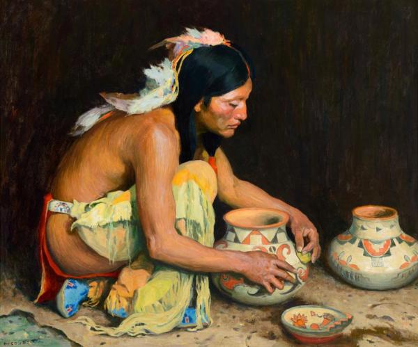 The Pottery Maker, 1923 by Eanger Irving Couse Oil Painting Reproductions
