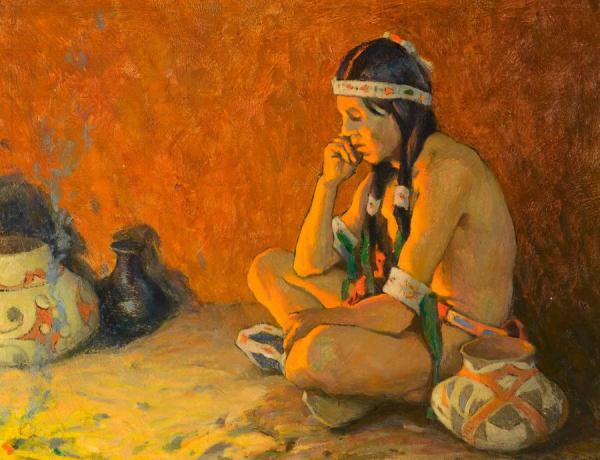 The Thinker by Eanger Irving Couse Oil Painting Reproductions