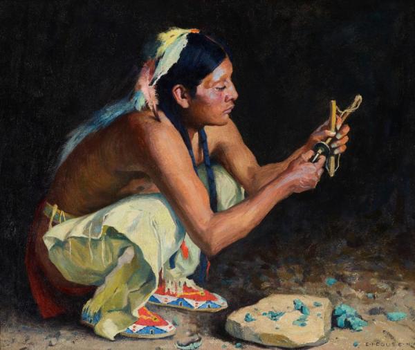 The Turquoise Bead Driller (circa 1935) by Eanger Irving Couse