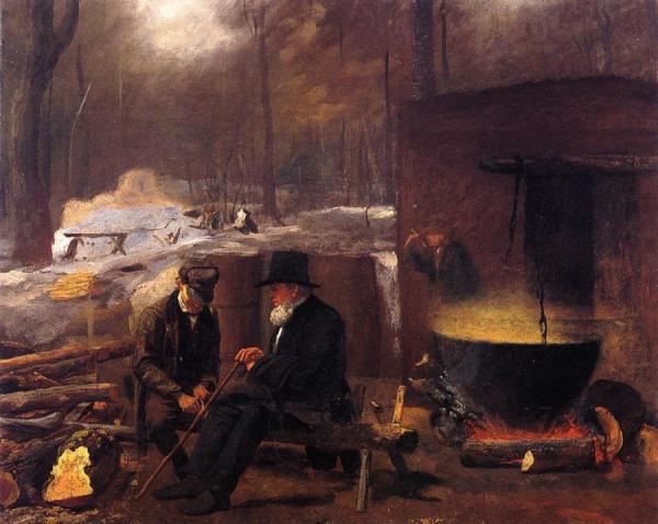At The Camp, Spinning Yarns And Whittling by Eastman Johnson