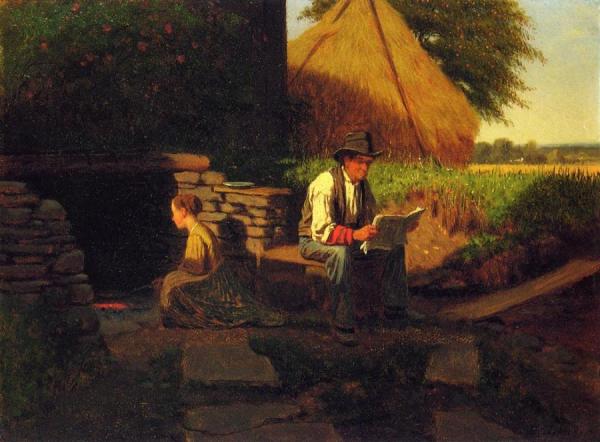 Catching Up On The News by Eastman Johnson