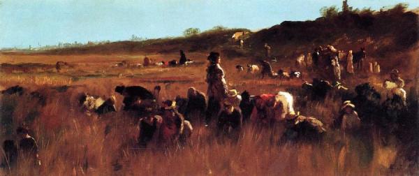 Cranberry Pickers, Nantucket by Eastman Johnson