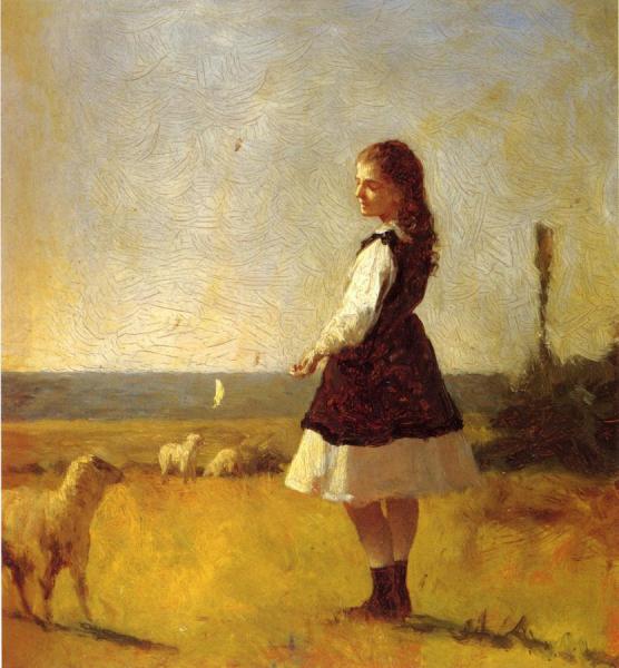 Feeding The Lamb by Eastman Johnson