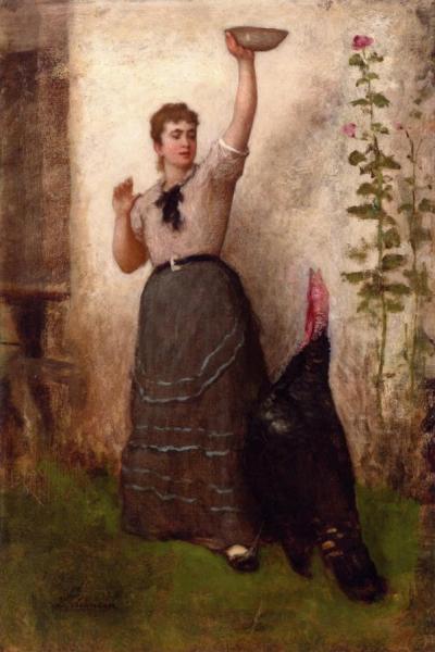 Feeding The Turkey by Eastman Johnson