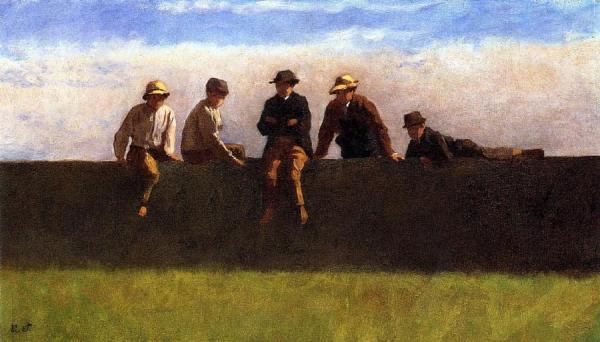 Five Boys On A Wall by Eastman Johnson