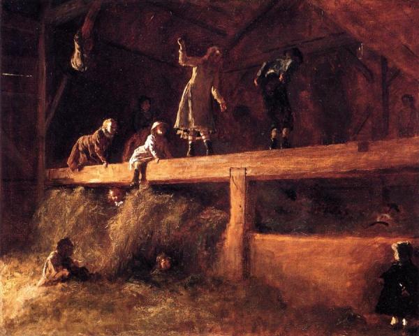 In The Hayloft by Eastman Johnson