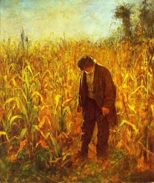 Eastman Johnson Man In A Cornfield