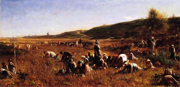 The Cranberry Harvest, Island Of Nantucket by Eastman Johnson