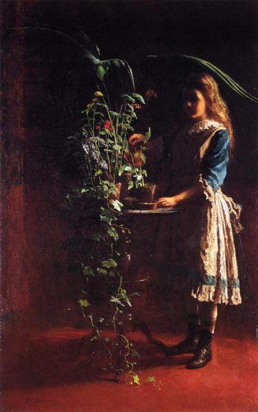 Watering Flowers by Eastman Johnson