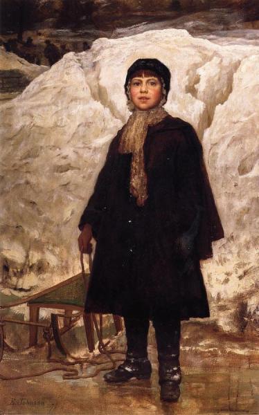 Winter, Portrait Of A Child by Eastman Johnson