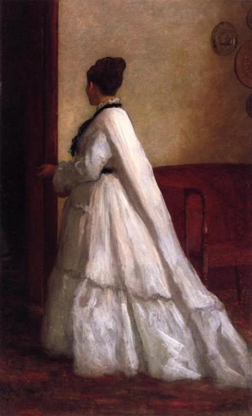 Woman In A White Dress by Eastman Johnson