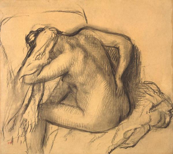After The Bath, Woman Drying Her Hair by Edgar Degas