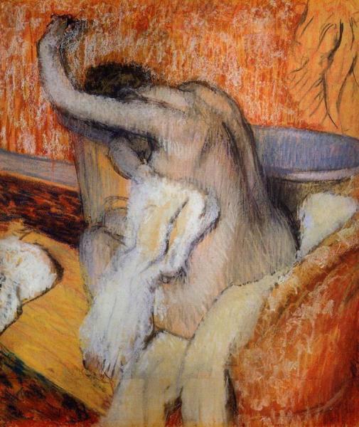 After The Bath, Woman Drying Herself by Edgar Degas