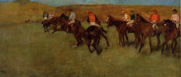 At The Races - Before The Start by Edgar Degas