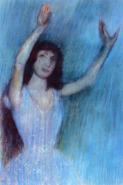 Dancer In Blue, Arms Raised by Edgar Degas
