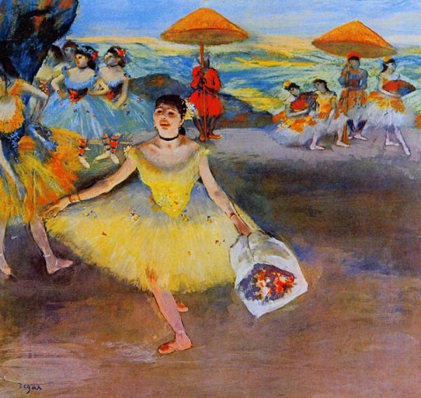 Dancer With A Bouquet Bowing by Edgar Degas Oil Painting Reproductions