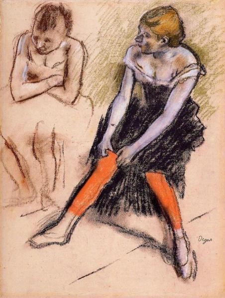 Dancer With Red Stockings by Edgar Degas
