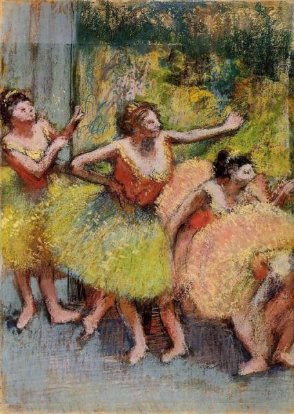 Dancers In Green And Yellow by Edgar Degas