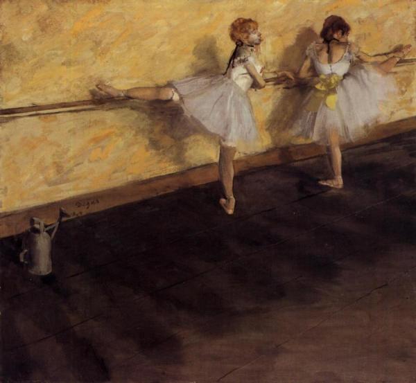 Dancers Practicing At The Barre by Edgar Degas