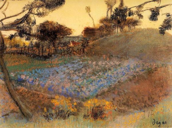 Field Of Flax by Edgar Degas