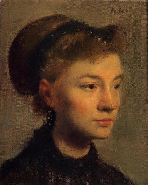 Head Of A Young Woman by Edgar Degas