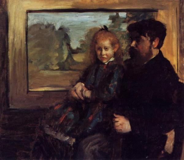 Henri Rouart And His Daughter Helene by Edgar Degas