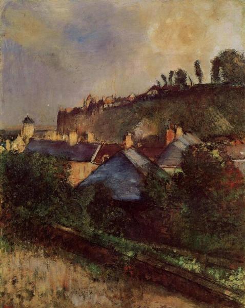Houses At The Foot Of A Cliff by Edgar Degas Oil Painting Reproductions