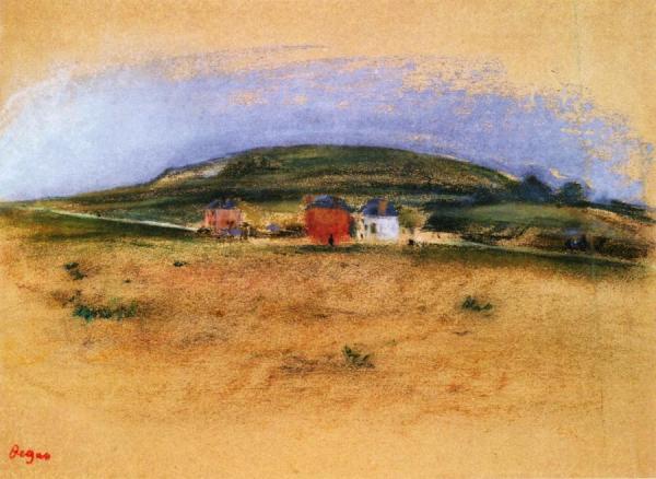 Houses Sat The Foot Of A Cliff by Edgar Degas