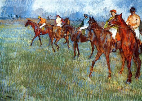 Jockeys In The Rain by Edgar Degas