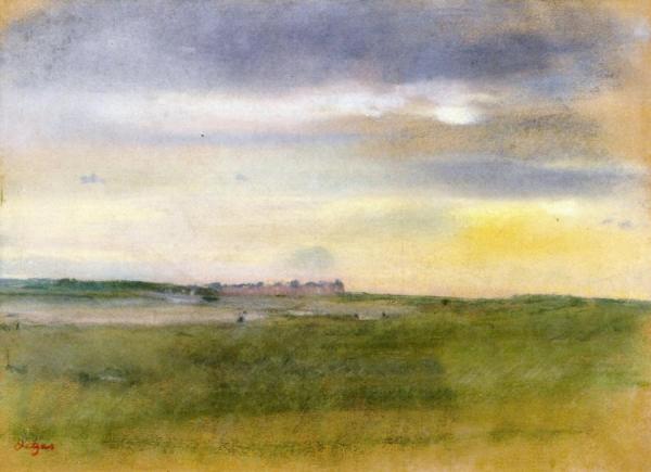 Landscape, Sunset by Edgar Degas