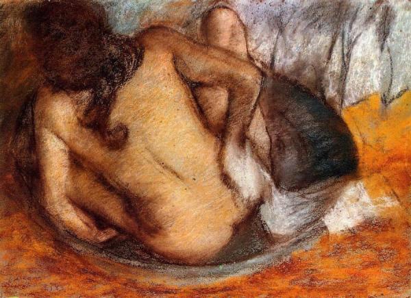 Nude In A Tub by Edgar Degas