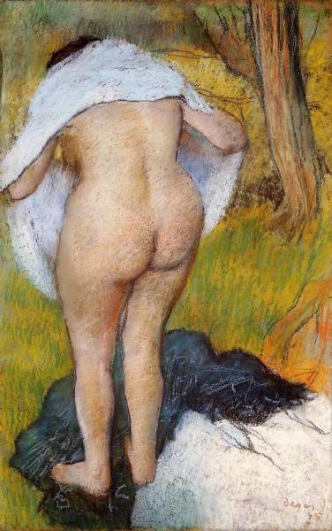 Nude Woman Pulling On Her Clothes by Edgar Degas
