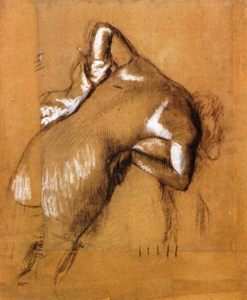 Nude Woman, Standing, Wiping Herself by Edgar Degas Oil Painting Reproductions