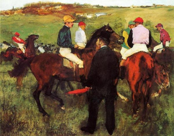 Racehorses At Longchamp by Edgar Degas