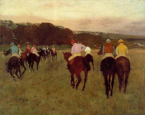 Racehorses At Longchamp by Edgar Degas