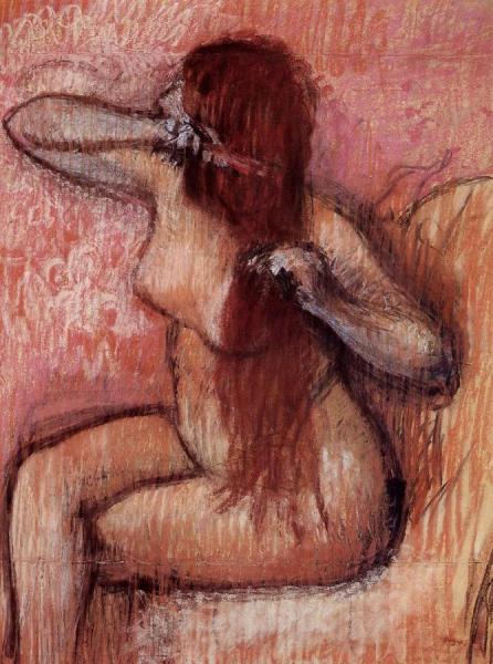 Seated Nude Combing Her Hair by Edgar Degas