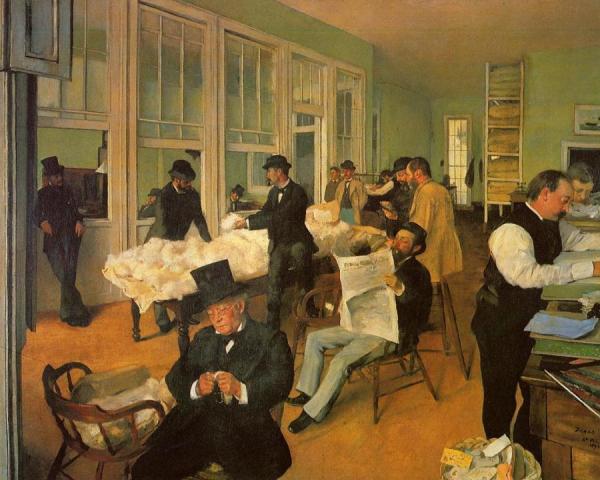 The Cotton Exchange In New Orleans by Edgar Degas