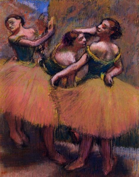 Three Dancers, Green Blouses by Edgar Degas