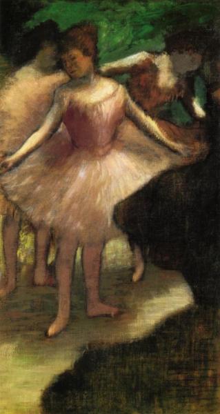 Three Dancers In Pink by Edgar Degas