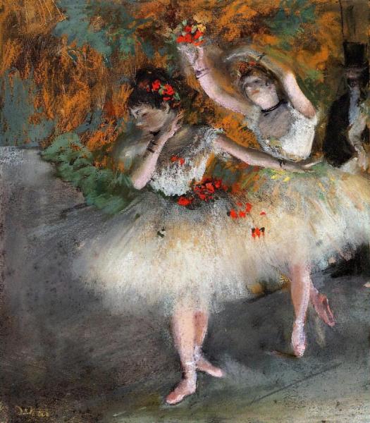 Two Dancers Entering The Stage by Edgar Degas