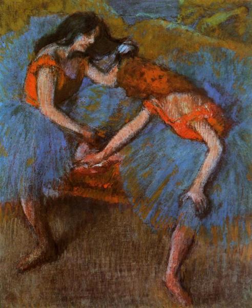 Two Dancers With Yellow Blouses by Edgar Degas