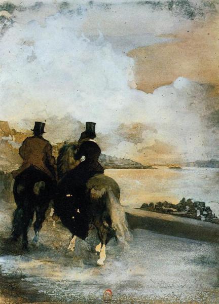 Two Riders By A Lake by Edgar Degas
