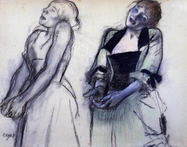 Two Studies For 'music Hall Singers' by Edgar Degas