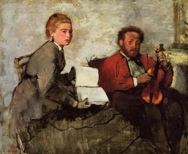 Violinist And Young Woman by Edgar Degas