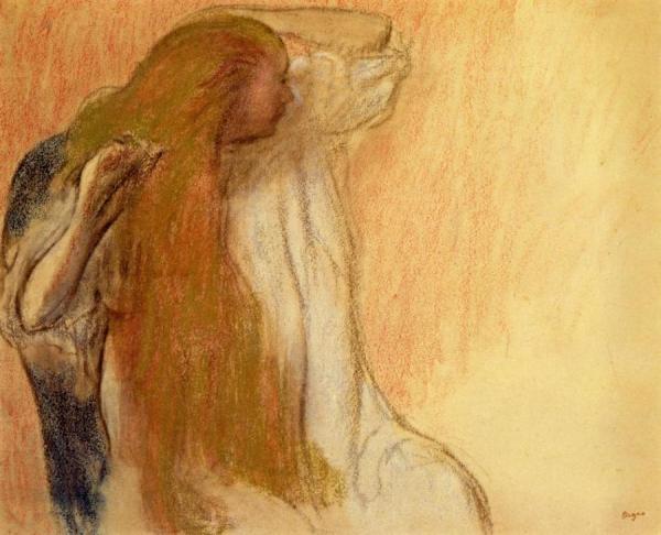 Woman Combing Her Hair by Edgar Degas