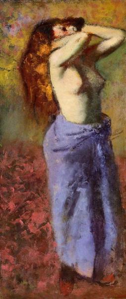 Edgar Degas Woman In A Blue Dressing Gown, Torso Exposed