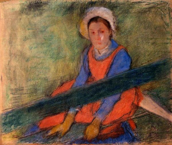 Woman Seated On A Bench by Edgar Degas