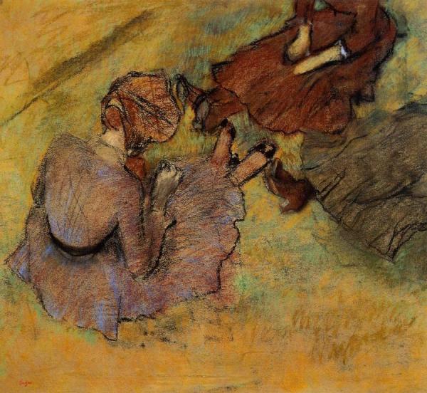 Woman Seated On The Grass by Edgar Degas