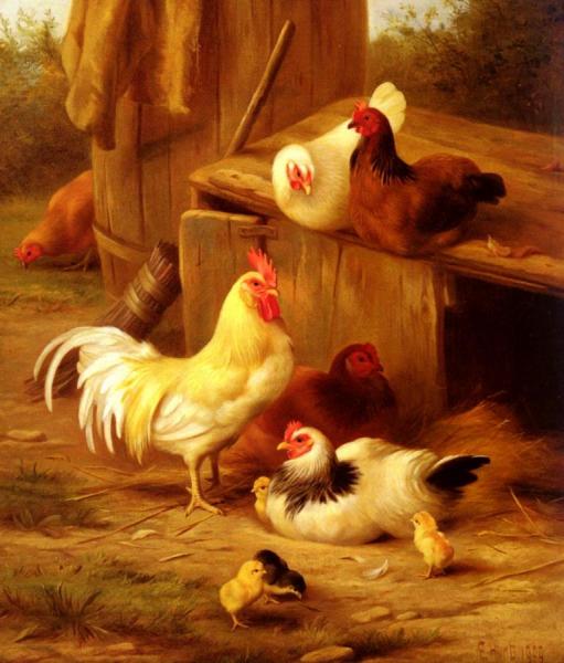 Chickens And Chicks by Edgar Hunt