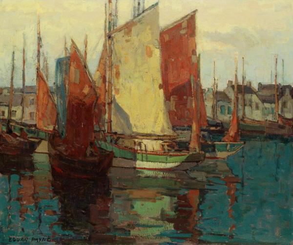 Fishing Boats In The Harbor by Edgar Payne